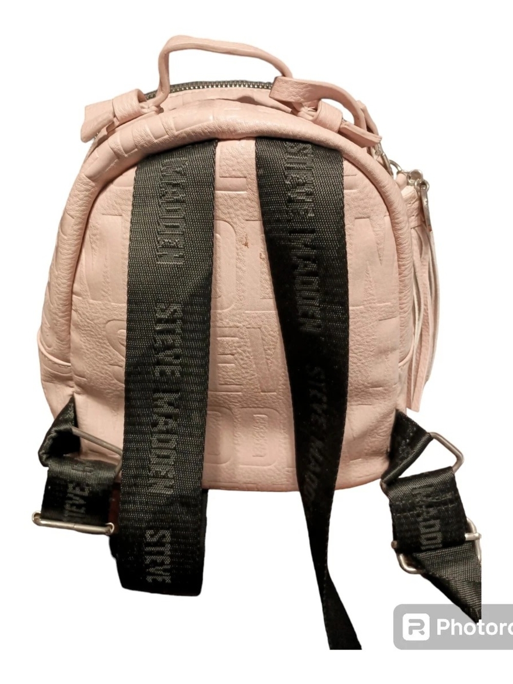 Steve Madden Blush Pink Mini Backpack with Branded Black Straps
